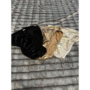 NWOT Women’s Victoria’s Secret Set of 3 Panties.  Black, Cream, and White Satin